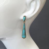 Turquoise and Gold Finish Tear Drop Earrings 202//202